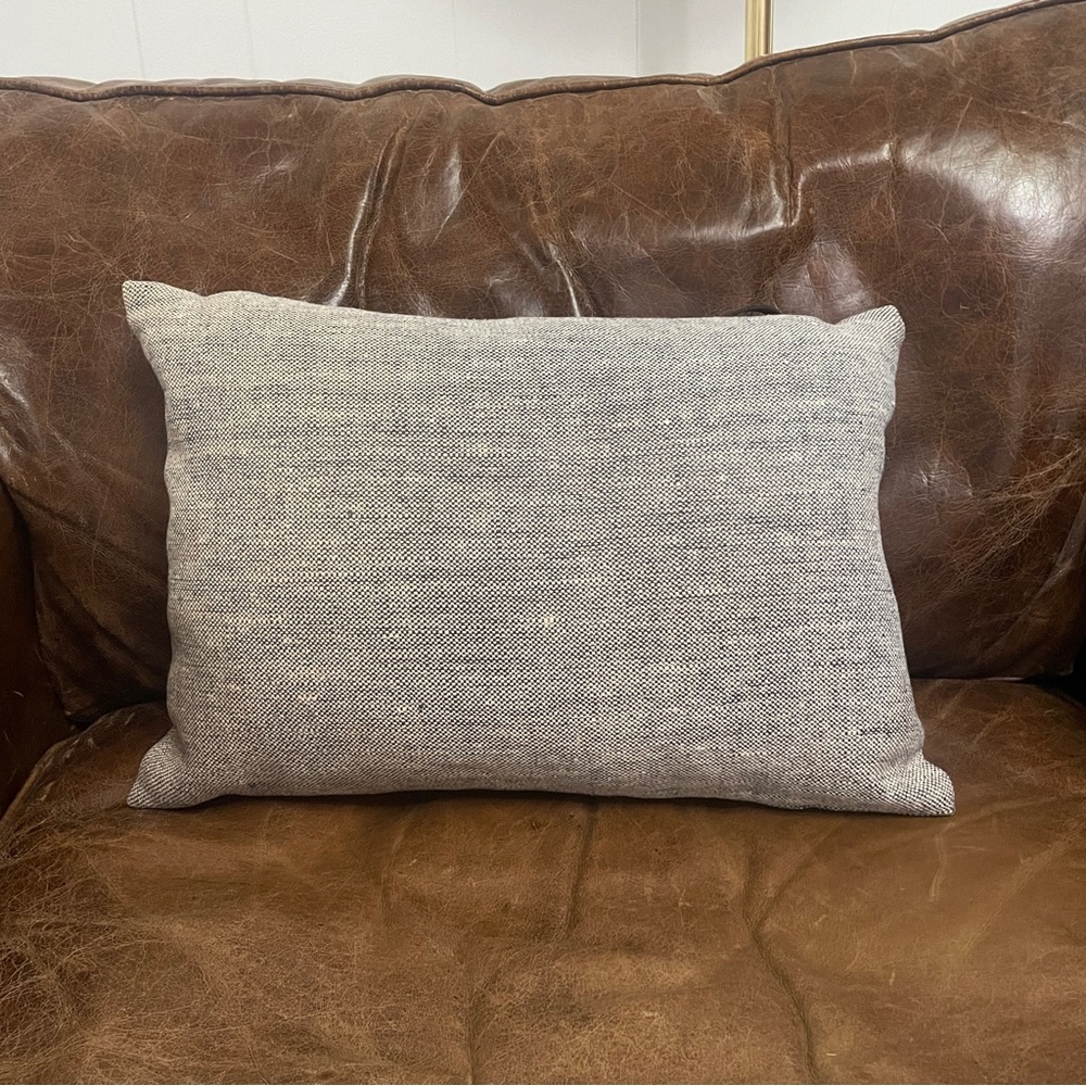 Woven zippered lumbar pillow cover with down pillow